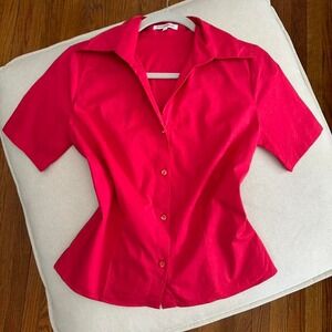 NaraCamicie Hot Pink Fitted Button Down Blouse